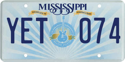 MS license plate YET074