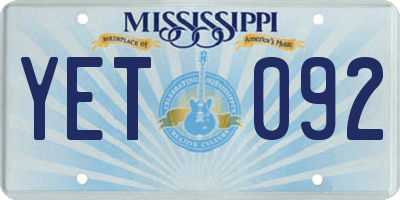 MS license plate YET092