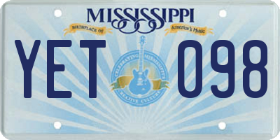 MS license plate YET098