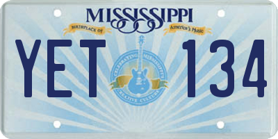 MS license plate YET134