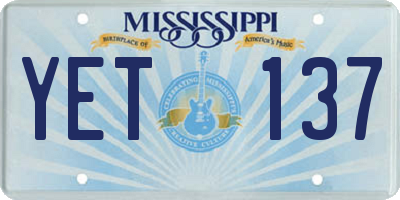MS license plate YET137