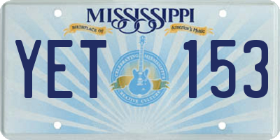 MS license plate YET153
