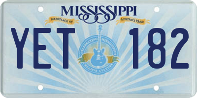 MS license plate YET182
