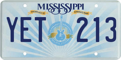 MS license plate YET213