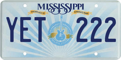 MS license plate YET222