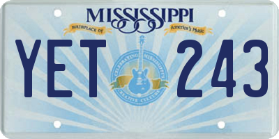 MS license plate YET243