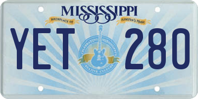 MS license plate YET280