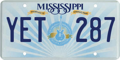 MS license plate YET287