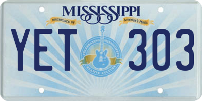 MS license plate YET303