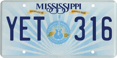 MS license plate YET316