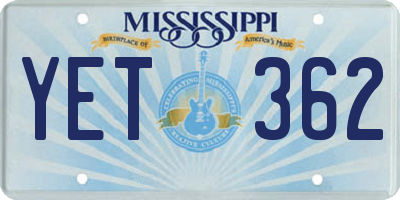 MS license plate YET362