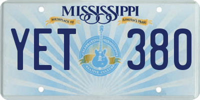 MS license plate YET380