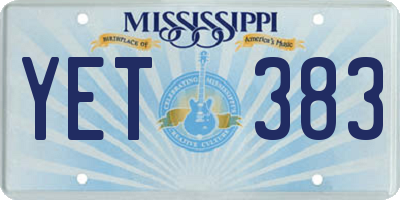 MS license plate YET383