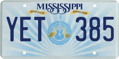 MS license plate YET385