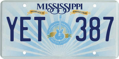 MS license plate YET387