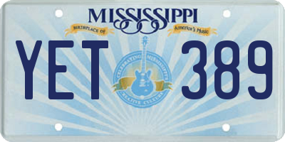MS license plate YET389