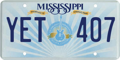 MS license plate YET407