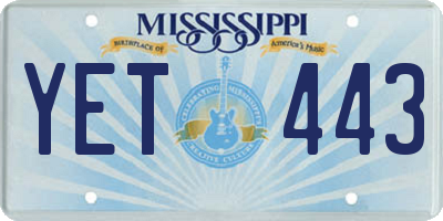 MS license plate YET443