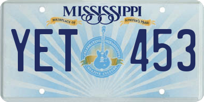 MS license plate YET453