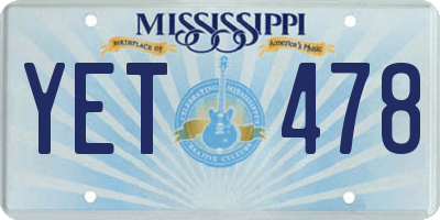 MS license plate YET478