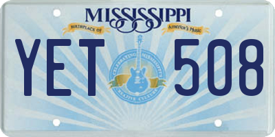 MS license plate YET508