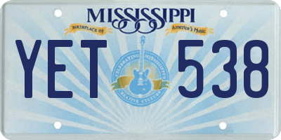 MS license plate YET538