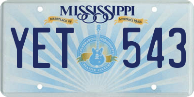 MS license plate YET543
