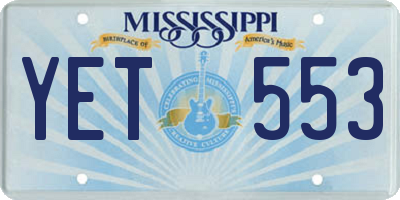 MS license plate YET553