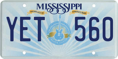 MS license plate YET560