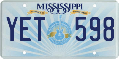 MS license plate YET598