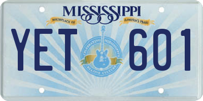 MS license plate YET601