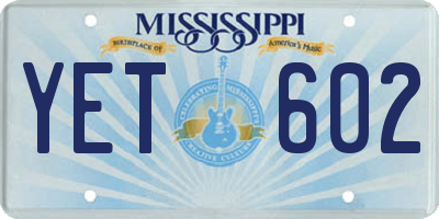 MS license plate YET602