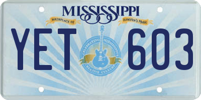 MS license plate YET603