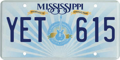 MS license plate YET615