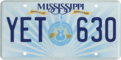 MS license plate YET630