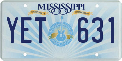 MS license plate YET631