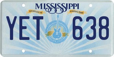 MS license plate YET638