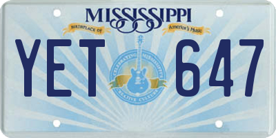 MS license plate YET647