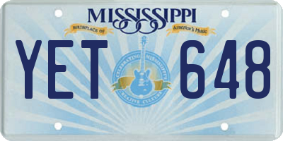 MS license plate YET648