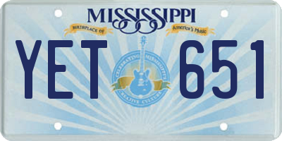 MS license plate YET651