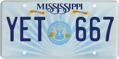 MS license plate YET667