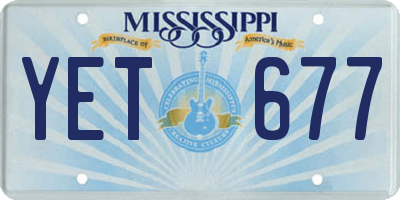 MS license plate YET677