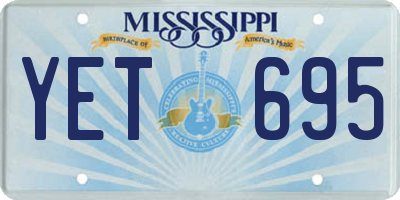 MS license plate YET695