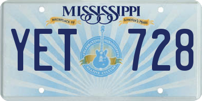 MS license plate YET728