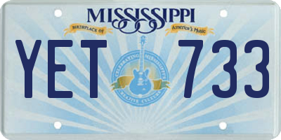MS license plate YET733
