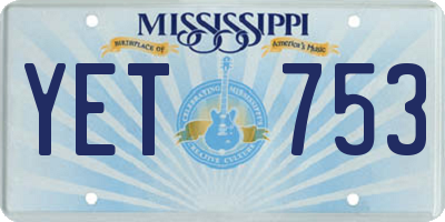 MS license plate YET753