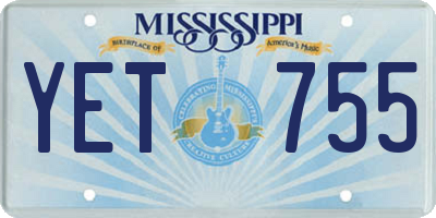 MS license plate YET755