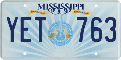 MS license plate YET763