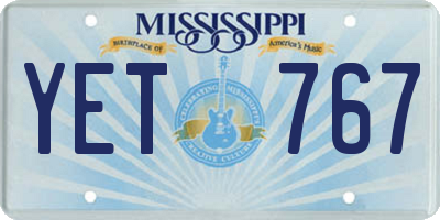 MS license plate YET767