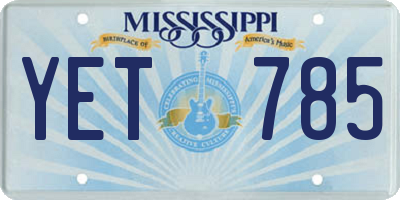 MS license plate YET785